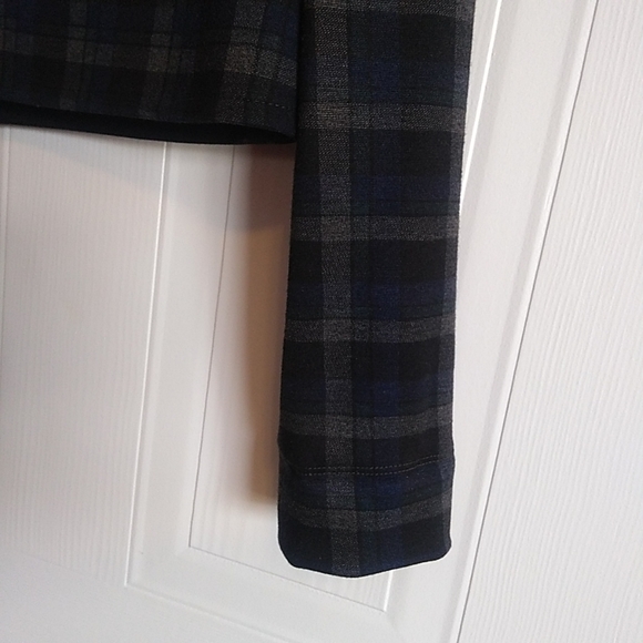 Periphery Plaid Cropped Blazer Size Small Blue Black & Grey - Picture 8 of 9